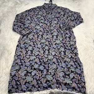 Vintage 90's La Chemise Women's L XL Dark Paisley Midi Shirt Dress Whimsigoth